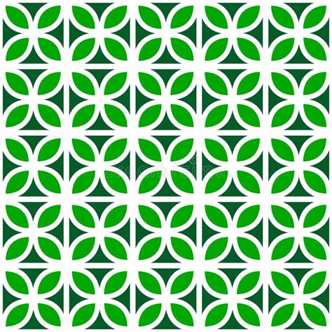 Green And White Trefoil Leaves Lattice Geometric Seamless Pattern