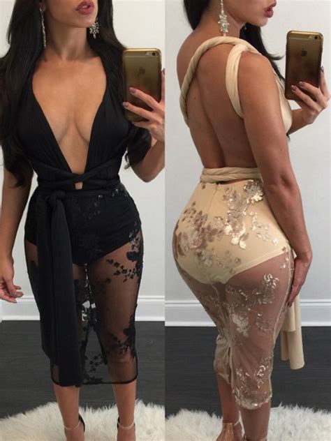 Sexy Backless Mesh Patchwork Bodycon Evening Dress