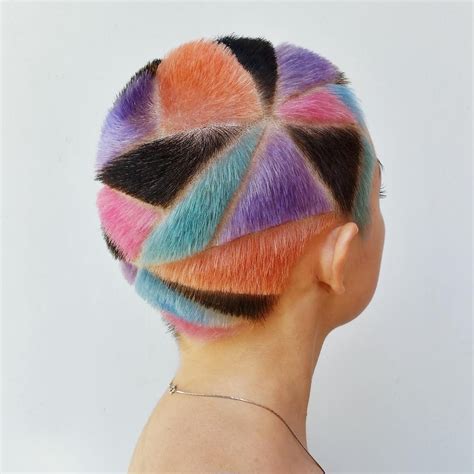 Geometric Buzz Cuts And Colorful Hair Tattoos Inspired By