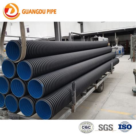 Sn8 Hdpe Double Wall Corrugated Plastic Pipe China Hdpe Double Wall