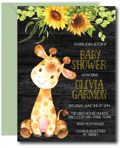 Giraffe Baby Shower Invitation Announce It