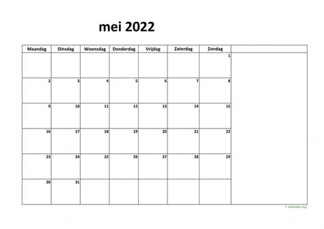 Kalender Mei 2022 Niederlande
