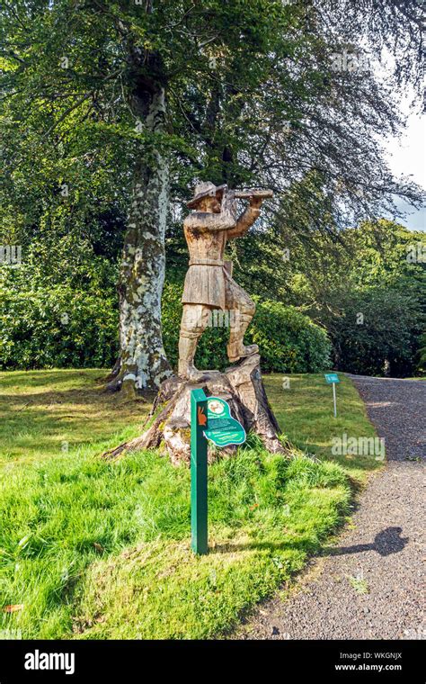Wooden Statue Of David Douglas On The David Douglas Trail In Dawyck