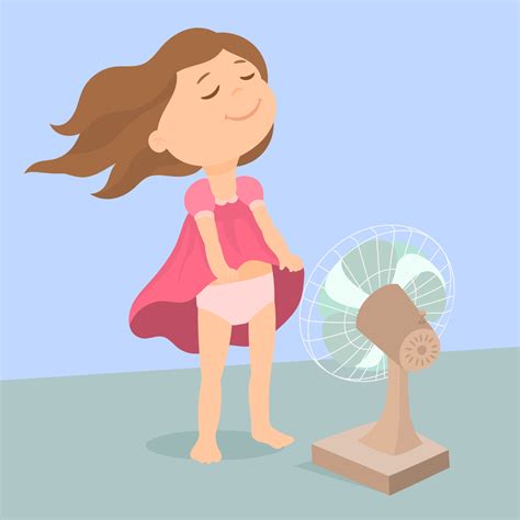 Sweating Girl Cooling Herself With Fan 2791234 Vector Art At Vecteezy