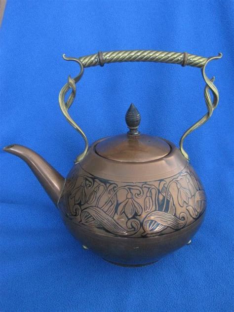 Carl Deffner 1856 1948 Red And Yellow Copper Art Nouveau Teapot