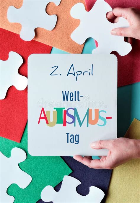Text World Autism Awareness Month Frame With Puzzle Pieces Banner