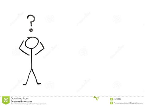 Stick Figure With Question Mark Depicting Confusion Over White
