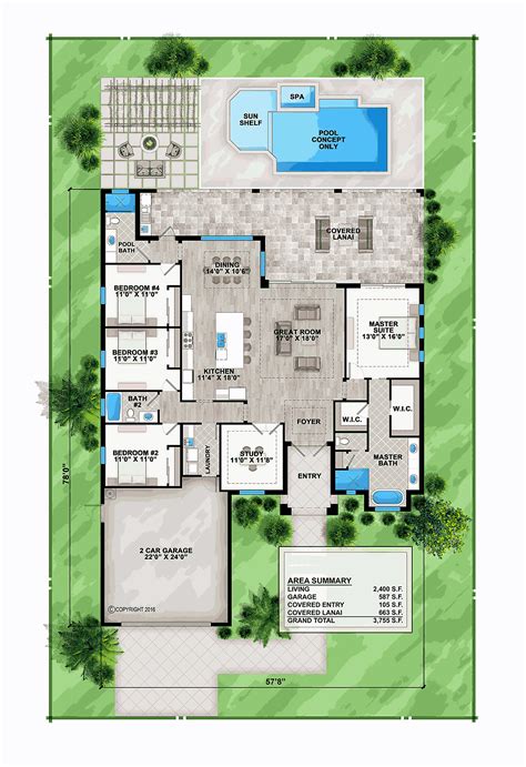 House Plan 52963 Contemporary Style With 2400 Sq Ft 4 Bed 3 Bath