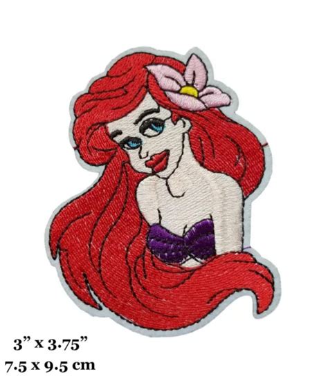The Little Mermaid Movie Ariel Cartoon Character Face Embroidered Iron