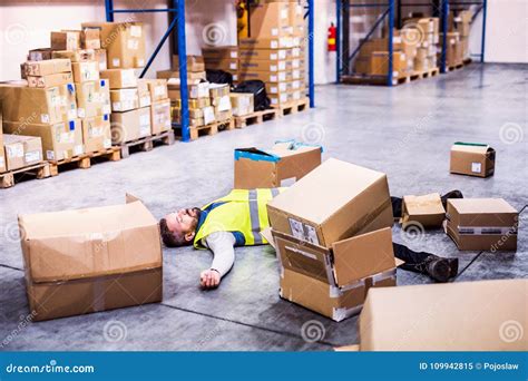 Warehouse Worker After An Accident In A Warehouse Stock Image Image Of Storage Goods 109942815