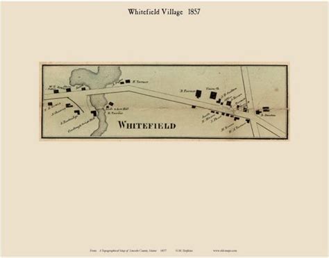 Whitefield Village Maine 1857 Old Town Map Custom Print Lincoln Co