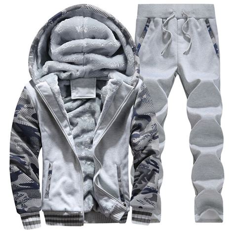 2021 Winter Men Sweat Suits Fleece Warm Mens Tracksuit Set Casual
