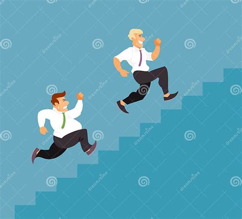 Business Men Running Up The Stairs Stock Vector Illustration Of