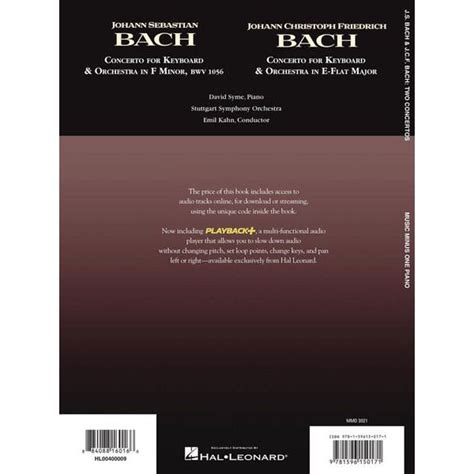Music Minus One Bach Concerto F Moll Bwv 1056 Thomann Österreich