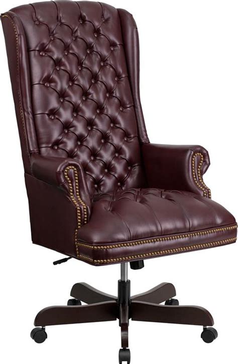 High Back Tufted Burgundy Leather Executive Office Chair Ci 360 By Gg