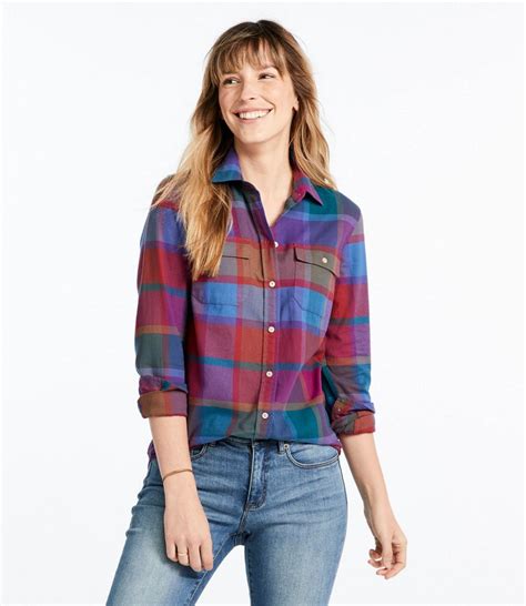 Womens Signature Lightweight Flannel Shirt Plaid Shirts And Tops At L