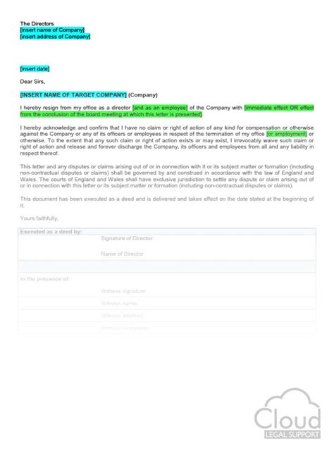 Check spelling or type a new query. Director's Resignation Letter - CloudLegal Support