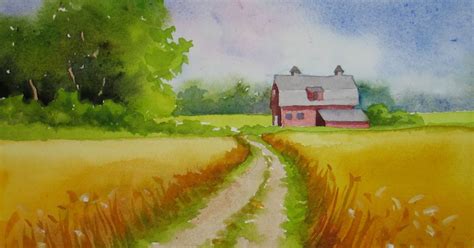 Nels Everyday Painting Wheat Fields Watercolor Sold