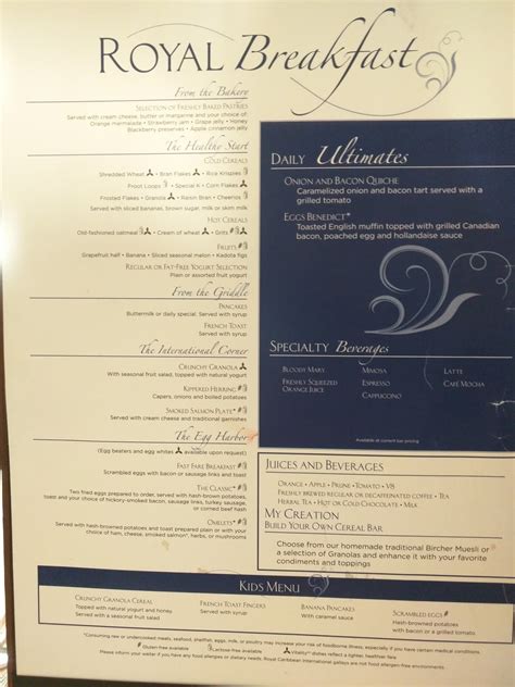 A collection of menus from the main dining rooms and specailty restaurants on royal caribbean's cruise ship anthem of the seas Dining aboard Royal Caribbeans Oasis of the Seas - Main ...