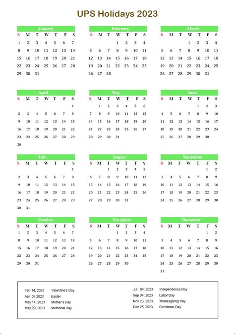 Ups Holidays Calendar 2023 Holiday Schedule Printable Calendar Hub