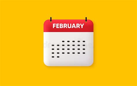 February Month Icon Event Schedule Feb Date Calendar Date 3d Icon