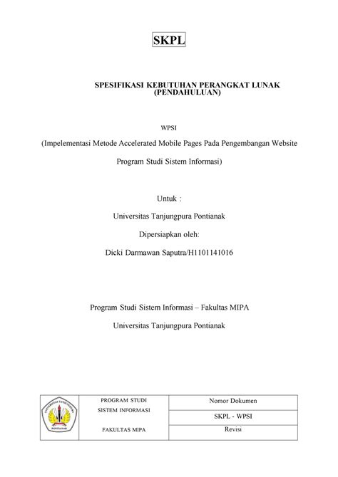 SKPL - Pendahuluan - Spesifikasi Kebutuhan Perangkat Lunak - SKPL
