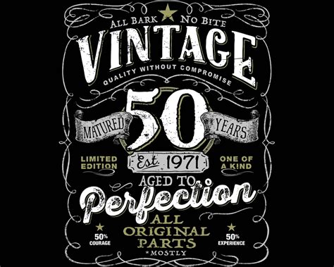 Vintage 50th Birthday Png 1971 Aged To Perfection Design Mom Etsy