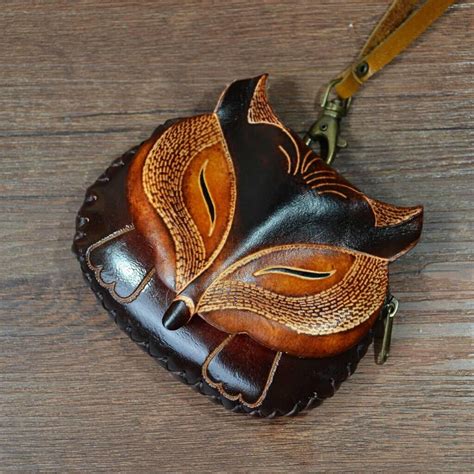 Leather fox coin purse Valentines's Day Gifts Zipper | Etsy | Leather
