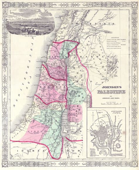 The blue portion is israel, the rest is all arab lands. File:1864 Johnson Map of Israel, Palestine, or the Holy ...