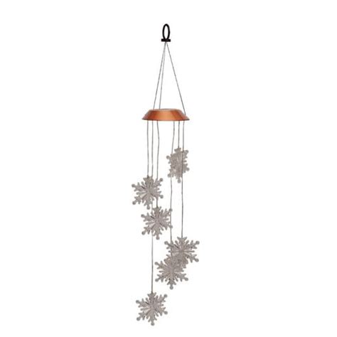 Evergreen Flag And Garden Snowflake Solar Mobile Wind Chime