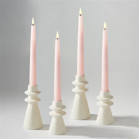 Infinity Wick Pastel Pink 9 Taper Candles Set Of 4 Decor Flameless