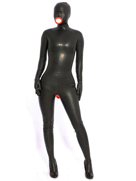 Sexy Latex Catsuits Halloween Black Full Bodysuit Gimp Suit