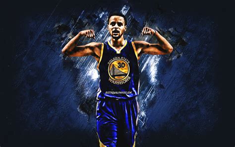 Download Wallpapers Steph Curry Golden State Warriors Portrait Blue