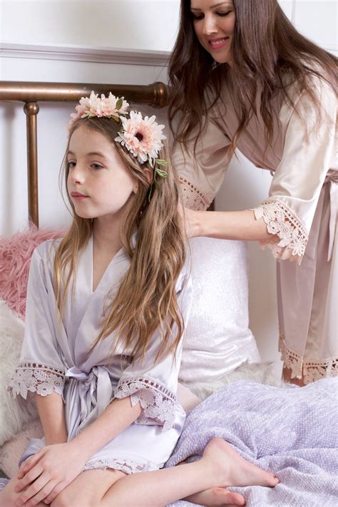 Lace Flower Girl Robe Bridal Party Robes Solid Color Etsy In 2021