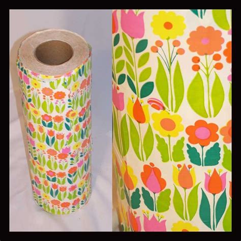Vintage Wrapping Paper Roll Retro Floral