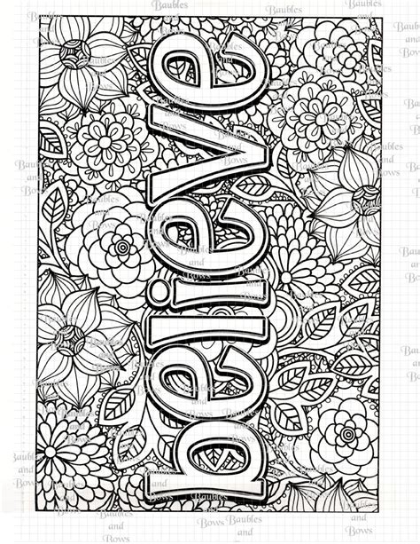 Our free printable coloring pages are made for adults. Believe Printable Adult Coloring Page Digital by SewLacee on Etsy (With images) | Free adult ...