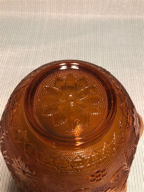 Vintage Indiana Glass Tiara Amber Ruffled Edge Serving Bowl Etsy