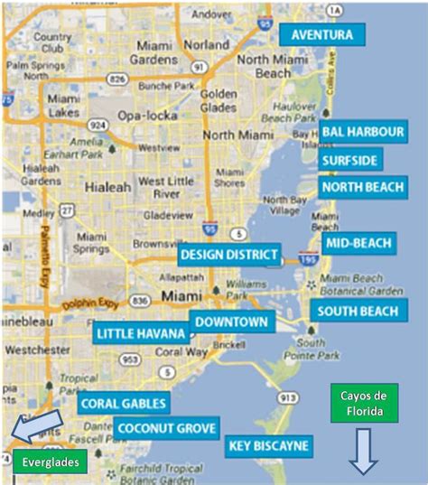 Mapa De Miami Miami Map Turismo Viajes A Miami Miami Cayos De