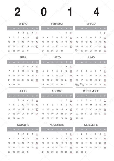 Calendar 2014 Spanish Stock Vector By ©nacroba 33652409