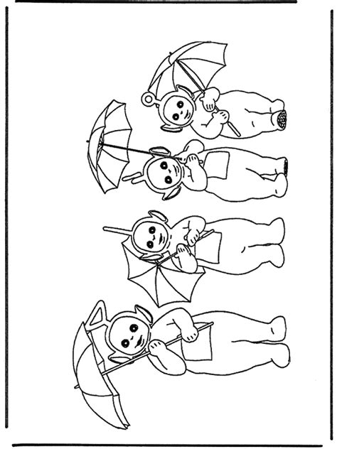 Teletubbies met paraplu Kleurplaten Teletubbies