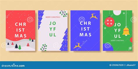 Christmas And New Year Greeting Cards Set Stock Illustration