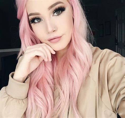 Green Eyes Nose Ring And Youtuber Image Pastel Pink Hair Color Light