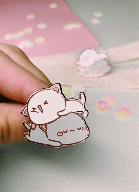 Kawaii Two Kittens Enamel Pin Cute Pins Hard Enamel Pins Etsy