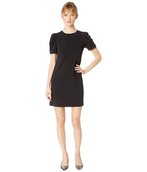 Lyst Calvin Klein Puff Sleeve Sheath Dress With Embellishment Button