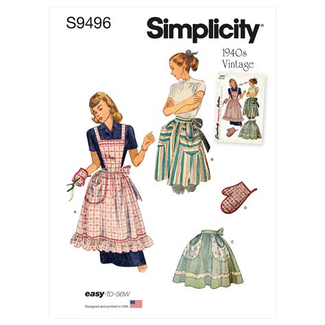 S9496 Misses Vintage Apron Simplicity Sewing Pattern 9496