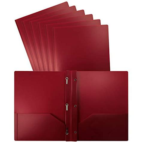 Better Office Products Burgundy Plastic 2 Pocket Folders With Prongs