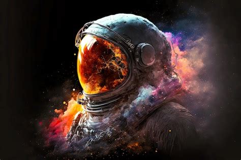 Premium Photo Reflection Of Universe In Cosmonauts Helmet Floating