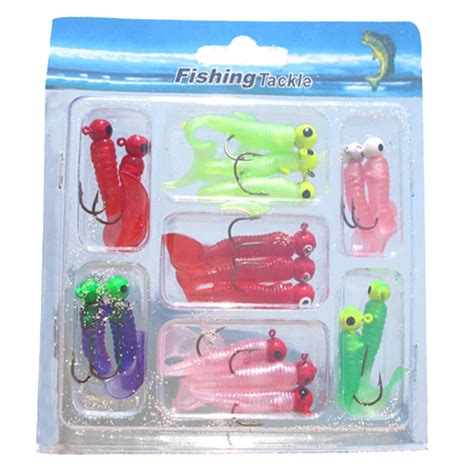 Soft Fishing Lure Set G G G Lead Jig Head Hooks With Circel Tail