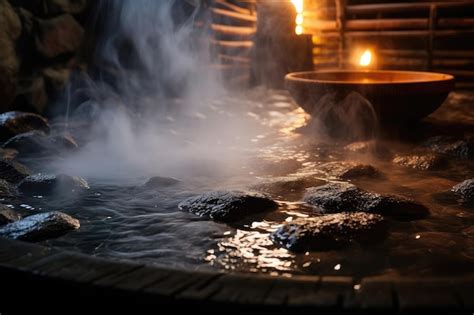 Premium Photo Steamy Sauna Session Pouring Water Over Hot Stones