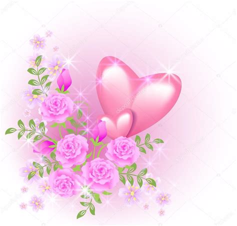 Pink Hearts With Flowers — Stock Vector © Marisha 19729489